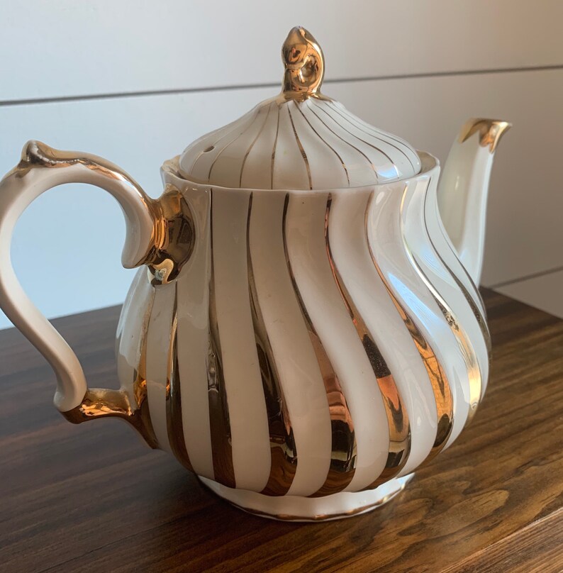 Ivory and Gold Sadler Swirl Teapot Vintage Sadler Teapot Etsy Canada