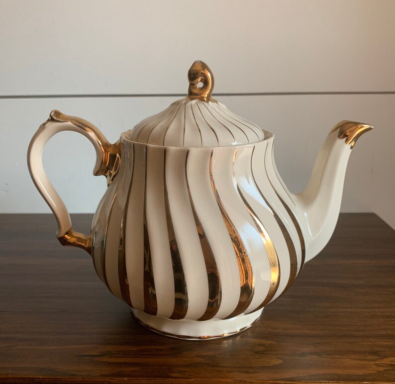 Ivory and Gold Sadler Swirl Teapot Vintage Sadler Teapot Etsy Canada