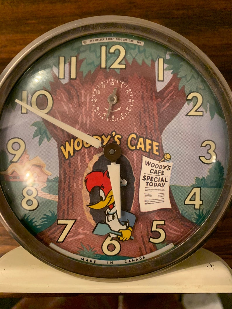 Antique Alarm Clock Very Rare Woody Woodpecker Animated Alarm Etsy