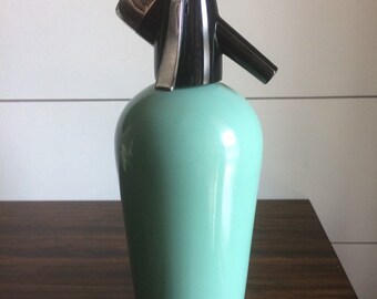 Vintage Sparklets Syphen Seltzer botella Turquois hecho en Inglaterra, Barware antique