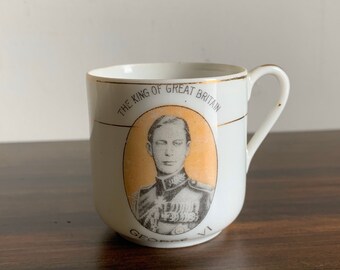 Copa Pequeña Muy Fina Rey Jorge VI, China Delgada, Hecha en Japón, Recuerdos del Rey Jorge, Copa de Recuerdo, Rey de Gran Bretaña