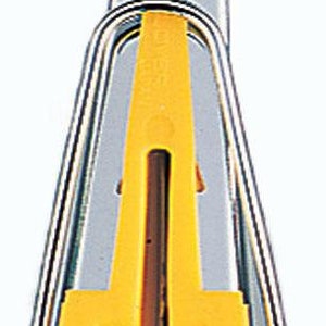 May include: A yellow and silver seam guide for sewing. The guide has a metal frame and a yellow plastic insert with a needle.