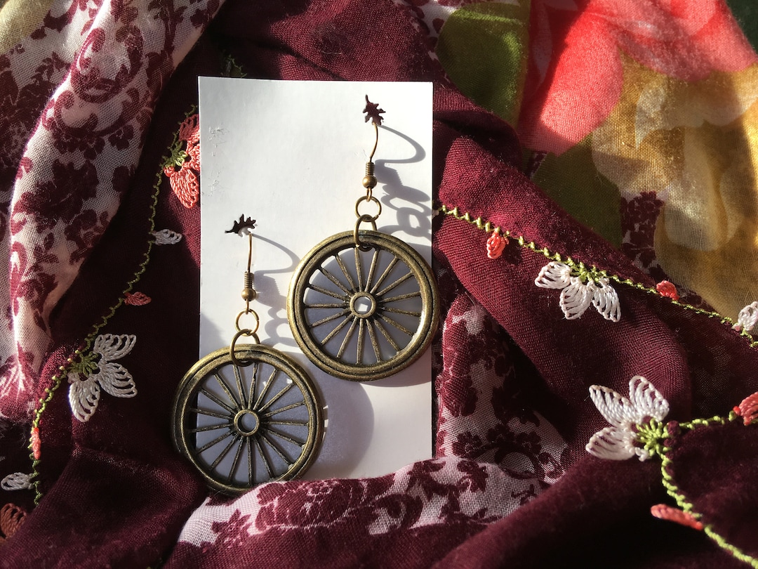 Made to Order. Romani Chakra Wheel Earrings, Roma Collection, Brass