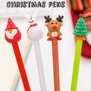 Christmas Friends Pens, Christmas Pen, Cute Christmas Pen, Christmas, Christmas Stationery, Stationery, Father Christmas Pen, Snowman Pen image 1