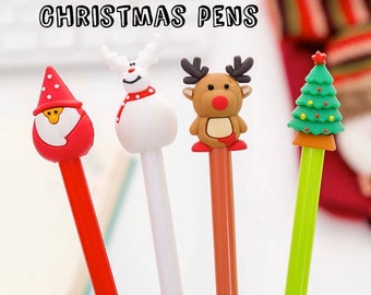 Christmas Friends Pens, Christmas Pen, Cute Christmas Pen, Christmas, Christmas Stationery, Stationery, Father Christmas Pen, Snowman Pen