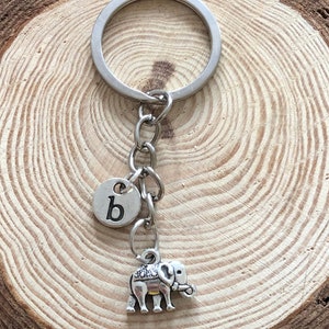 Elephant Keychain, Elephant Keyring, Elephant Key Chain, Elephant Key Ring, Initial Keyring Personalized Elephant Gifts Elephant Lover Gifts