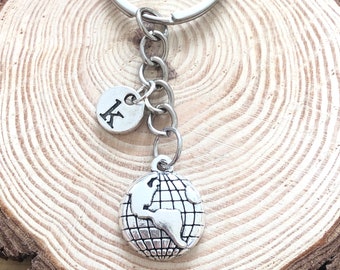 Globe Keyring Personalised World Travellers Gifts, Gift for her/him, Long distance friendship gift, Long distance relationship keyring