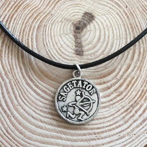 Sagittarius Faux Leather Choker, Horoscope Choker, Zodiac Necklace, Birth Sign, Star Sign Necklace, Silver Cancer Choker, Gift to Her