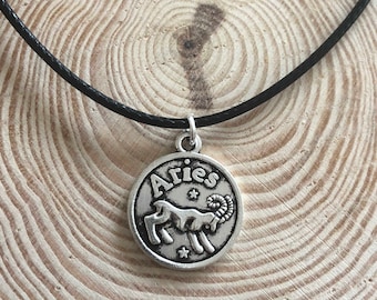 Aries Faux Leather Choker Necklace, Horoscope Choker, Zodiac Necklace, Birth Sign, Star Sign Necklace, Silver Cancer Choker, Gift to Her