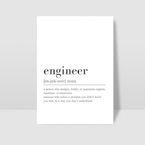 Engineer Funny Definition Quote, Digital Download, Wall Art Print, INSTANT Download, Printable Wall Decor, Engineer Print, Funny, Minimalist