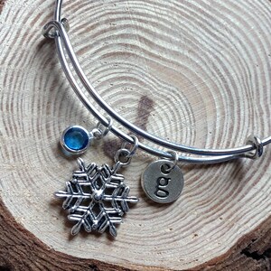 Snowflake Bangle, Christmas Bangle, Stocking Filler, Secret Santa Gift, Silver Snowflake, Charm Bangle, Snowflake Bracelet, Silver Bracelet image 6