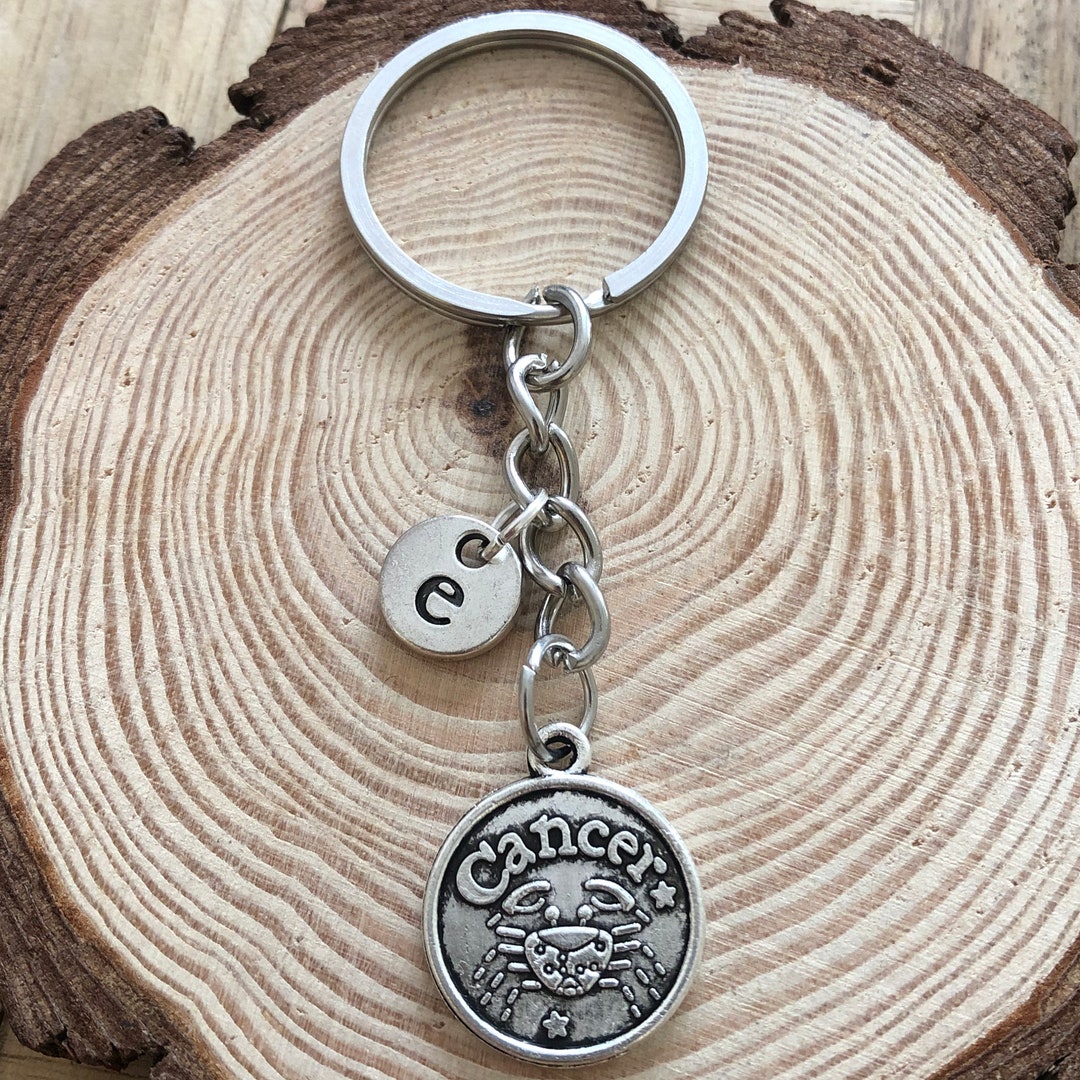 Cancer Zodiac Keyring, Vintage, Silver Coin Keyring, Astrology Keyring ...
