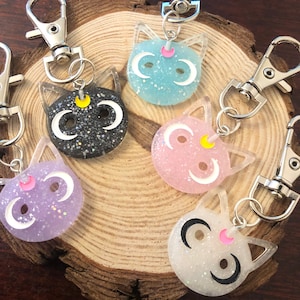 Sailor Moon Luna Diana Artemis Car Keyring Zipper Pull, Cat Keyring, Luna Cat Keyring, Cat Swivel Keyring, Sailor Moon Cat, Kawaii Cat