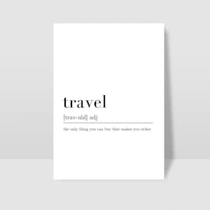 Travel Definition Quote, Digital Download, Wall Art Print, INSTANT Download, Printable Wall Decor, Travel Print, Minimalist Print, Travel