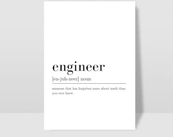 Engineer Definition Quote, Digital Download, Wall Art Print, INSTANT Download, Printable Wall Decor, Engineer Print, Engineer, Minimalist
