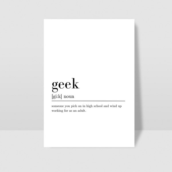 Cita de definición geek, Descarga digital, Impresión de arte de pared, Descarga INSTANTE, Decoración de pared imprimible, Impresión geek, Arte geek, Impresión minimalista