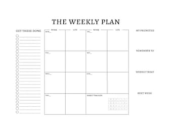 The Weekly Plan with Habit Tracker, A4 Digital Download, Digital Planner, INSTANT Download, Printable Planner, Desk Notepad, To Do List