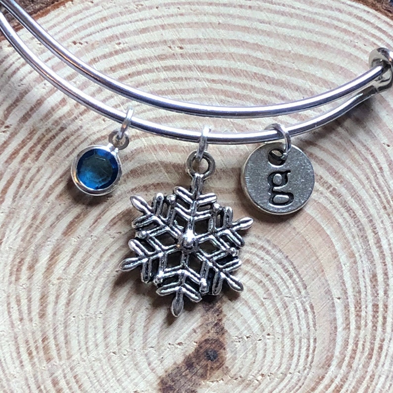 Snowflake Bangle, Christmas Bangle, Stocking Filler, Secret Santa Gift, Silver Snowflake, Charm Bangle, Snowflake Bracelet, Silver Bracelet image 7