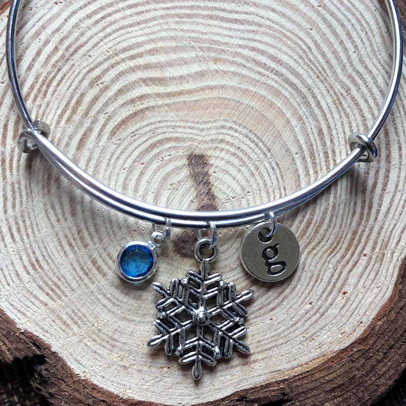 Snowflake Bangle, Christmas Bangle, Stocking Filler, Secret Santa Gift, Silver Snowflake, Charm Bangle, Snowflake Bracelet, Silver Bracelet image 5