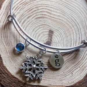 Snowflake Bangle, Christmas Bangle, Stocking Filler, Secret Santa Gift, Silver Snowflake, Charm Bangle, Snowflake Bracelet, Silver Bracelet image 8