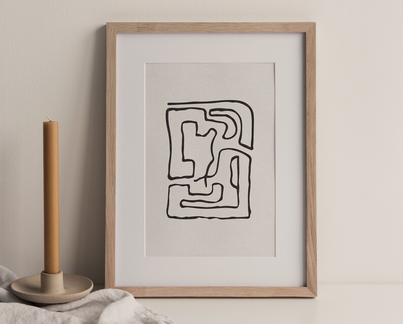 Printable Abstract Art Single Line Drawing Minimal Art Etsy