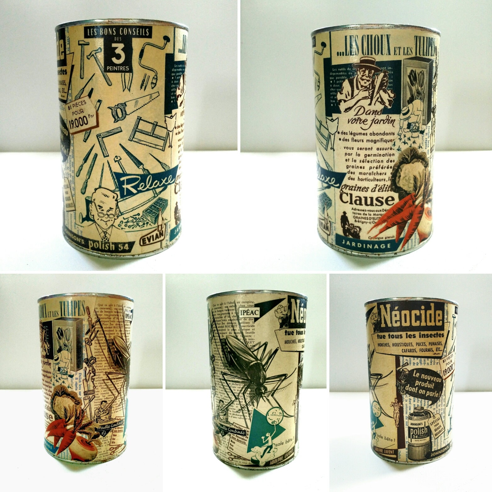 1950, Pot Ustensile Vintage, Atomic Age, Jardinnier Retro, Organisation Atelier, Pot Country, Recycl