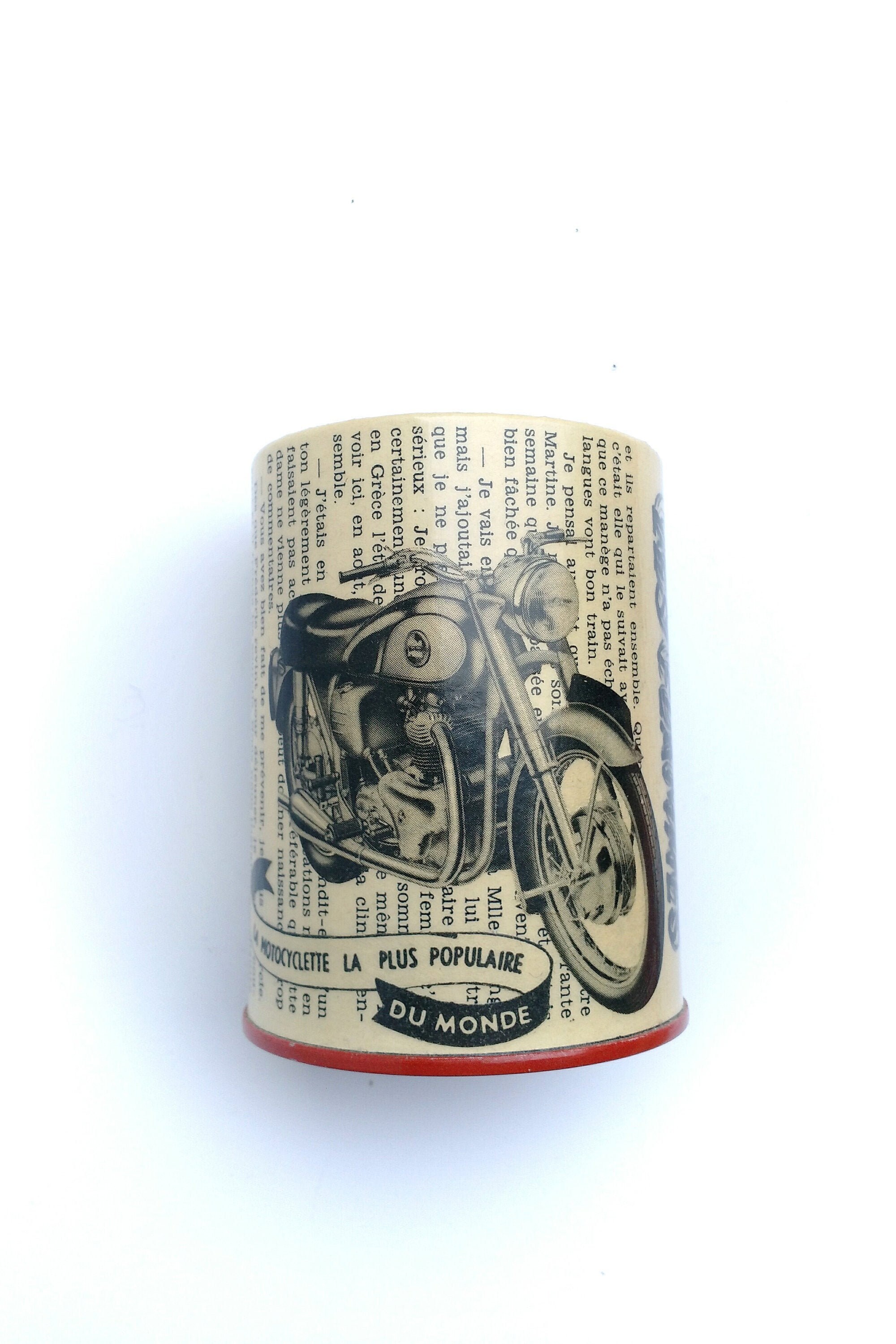 Pot à Crayons Motard, Accessoire de Bureau Retro, Moto Ancienne, Illustrations Anciennes, Revue, Pot