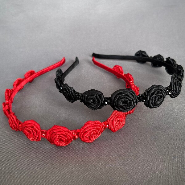Red Rose Headband Etsy