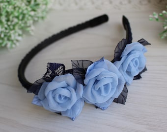 Blue and Navy Blue Flower headband Women Adults Girl Toddler Headband Wedding party headband Bridesmaid Headband hard headband Gift for girl