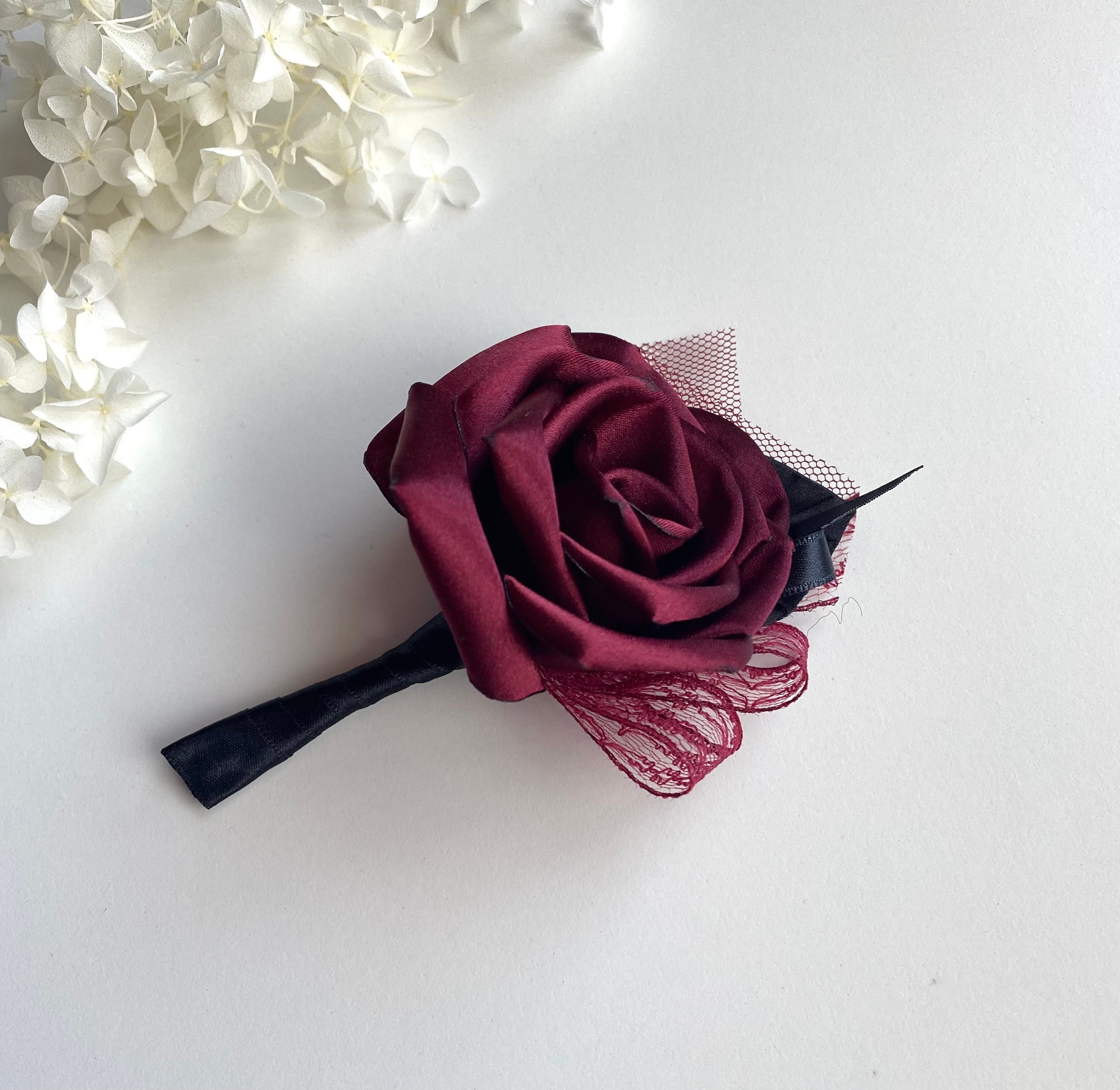 YO CHO Wrist Corsage Wedding Bracelet for Bridesmaid Burgundy Silk Wrist  Corsage Bridesmaid Sisters Hand Flowers Men Boutonniere