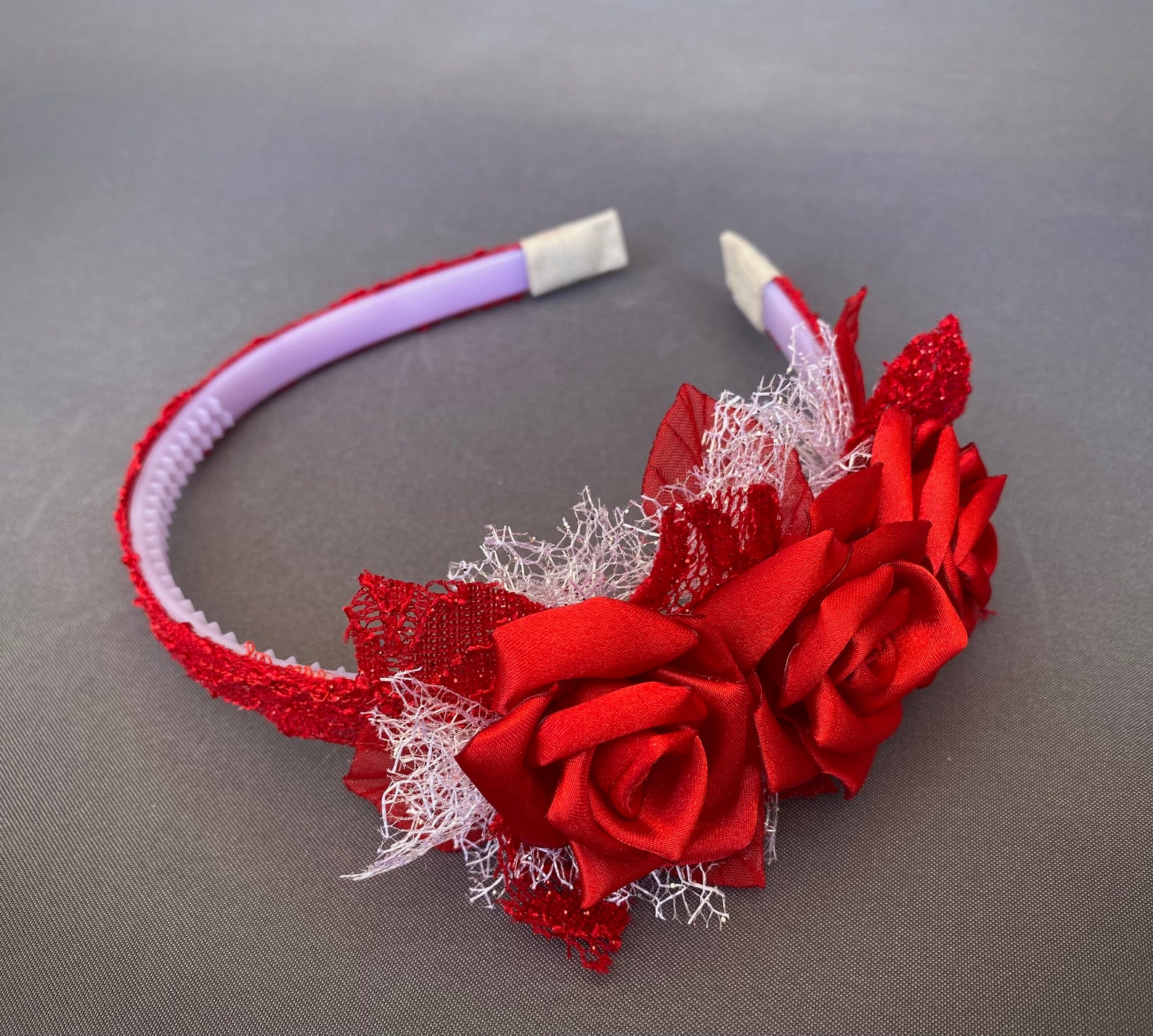 Red Flower Headbandred Rose Headbandtoddler Women Girl Etsy