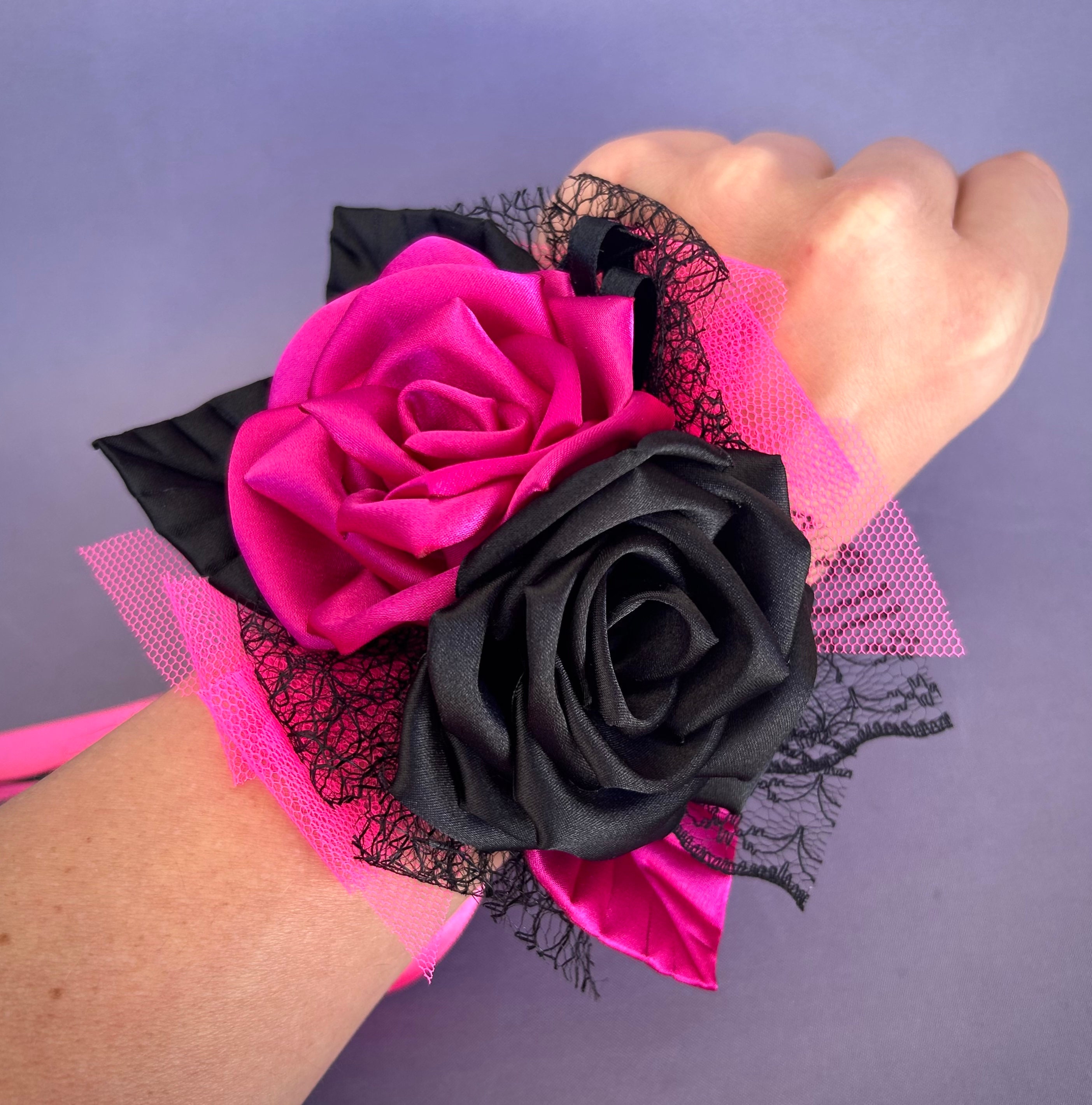 Hot pink Lady wrist corsage - large size in Cumming, GA - FLOWER JAZZ