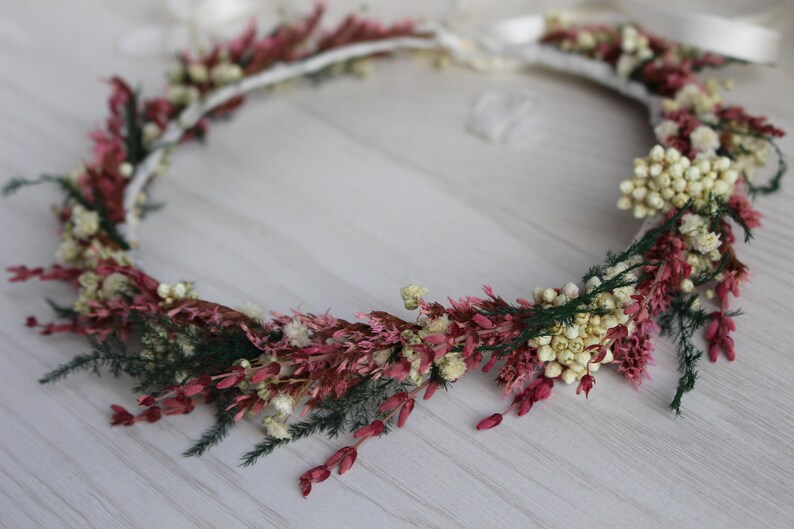Dried Preserved floral crown Real Flower hair Wreath Crown Etsy