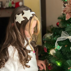 Christmas stars Headband Gift Ivory Gold Pearls stars Headband party Wedding headband Ladies Toddler Child Baby Girl Headband elegant tiara