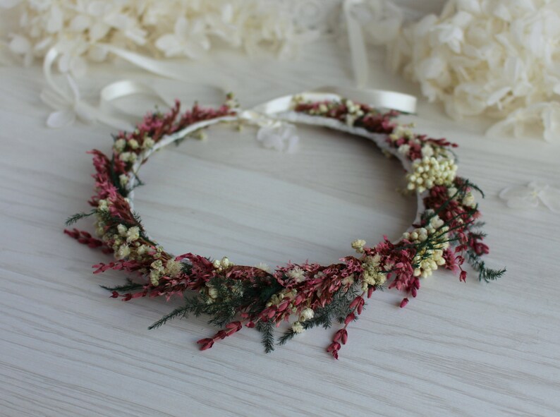 Dried Preserved floral crown Real Flower hair Wreath Crown Etsy