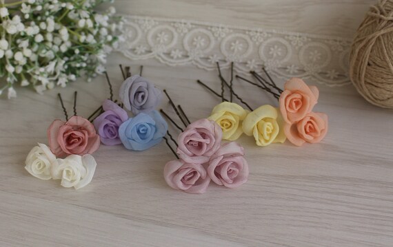 Rose Hair Pinsbridal Hair Pinsbridesmaid Rose Hair Etsy