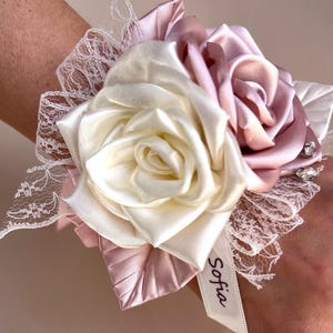 Burgundy White silver flower wrist corsage boutonniere Set - Wedding Homecoming Prom accessory, Bridesmaid gift image 11
