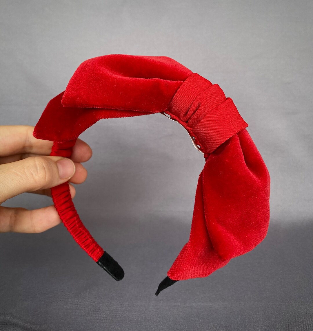Red Velvet Bow Headband Christmas Bow Headband Red Bow Velvet Headband