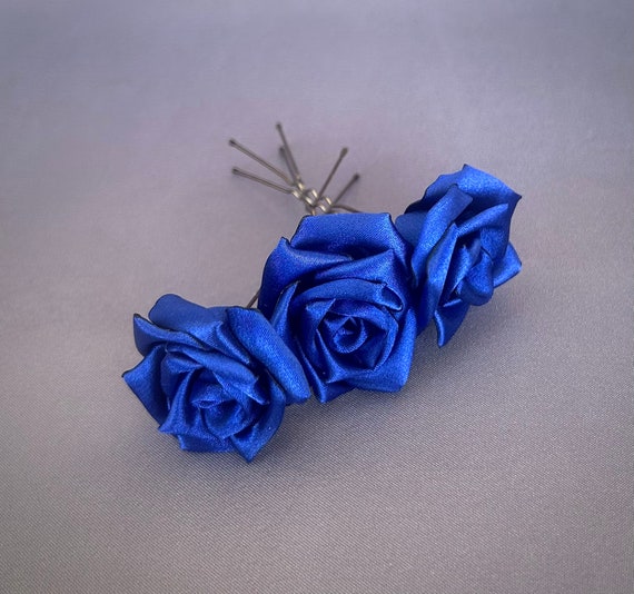 Champagne Royal Blue Gold Corsage Boutonniere Set Wedding