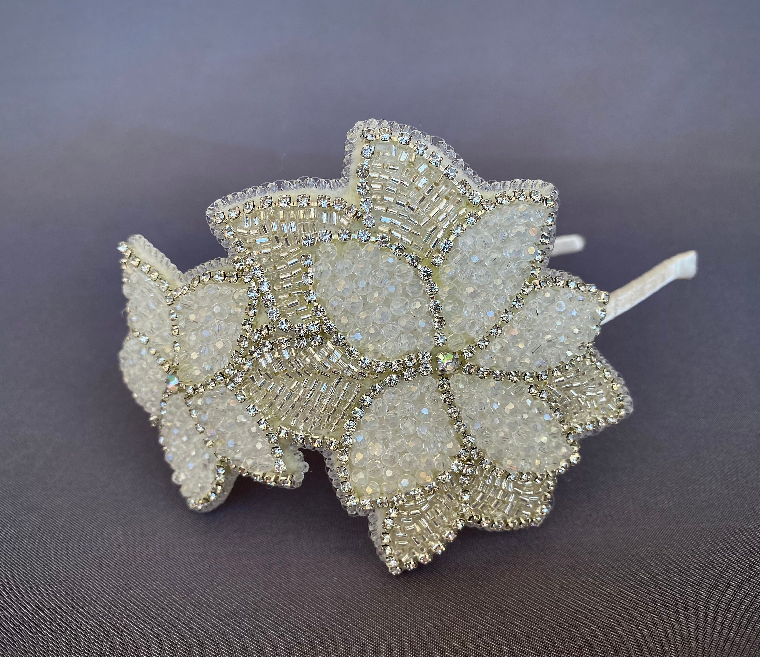 Beaded Flower Headband Crystal Beaded Rhinestone Headband Etsy