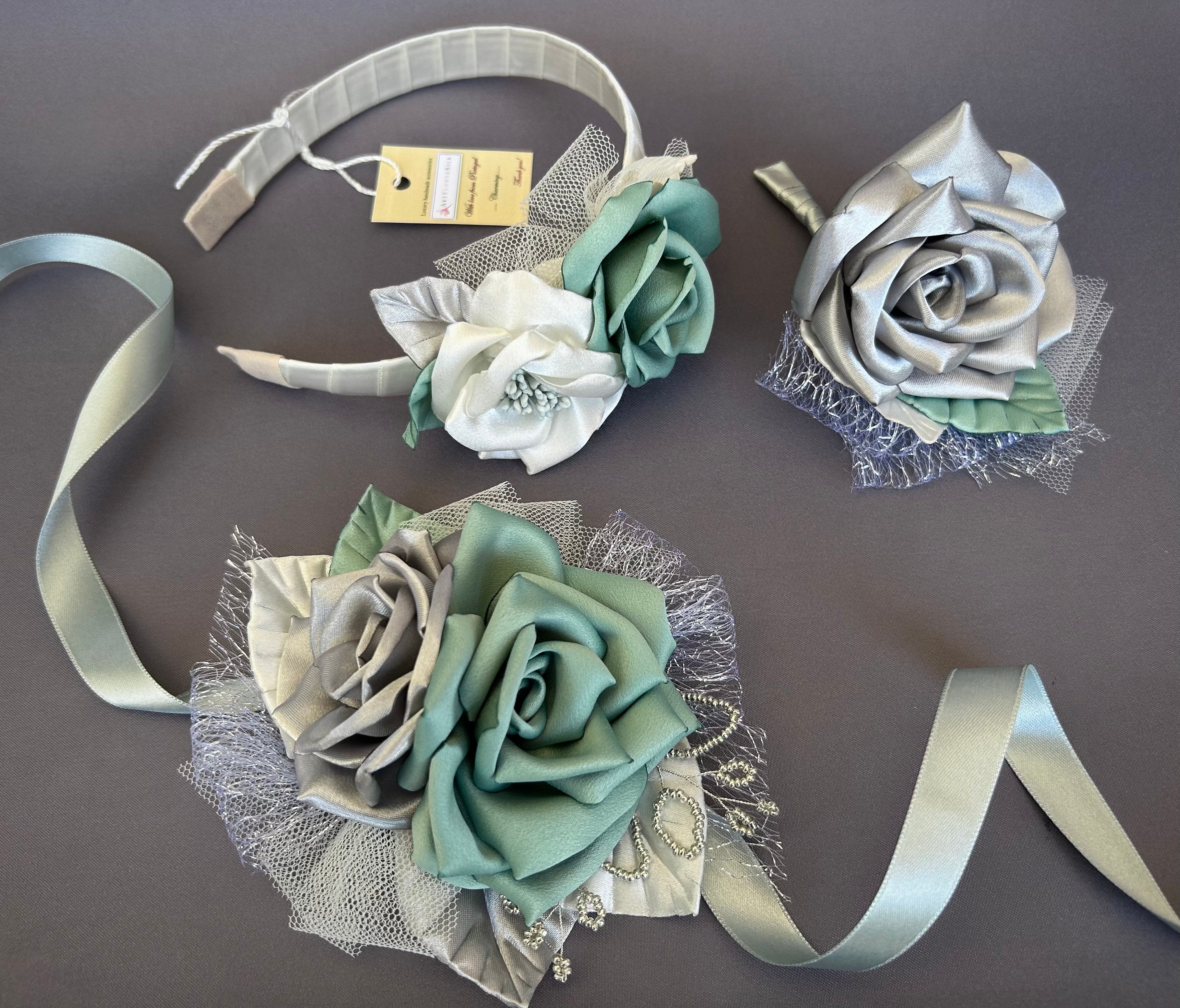 corsage for sage green dress corsage for mint green dress Dusty Sage Green Boutonniere and Corsage Prom  Set Boutonniere and Corsage