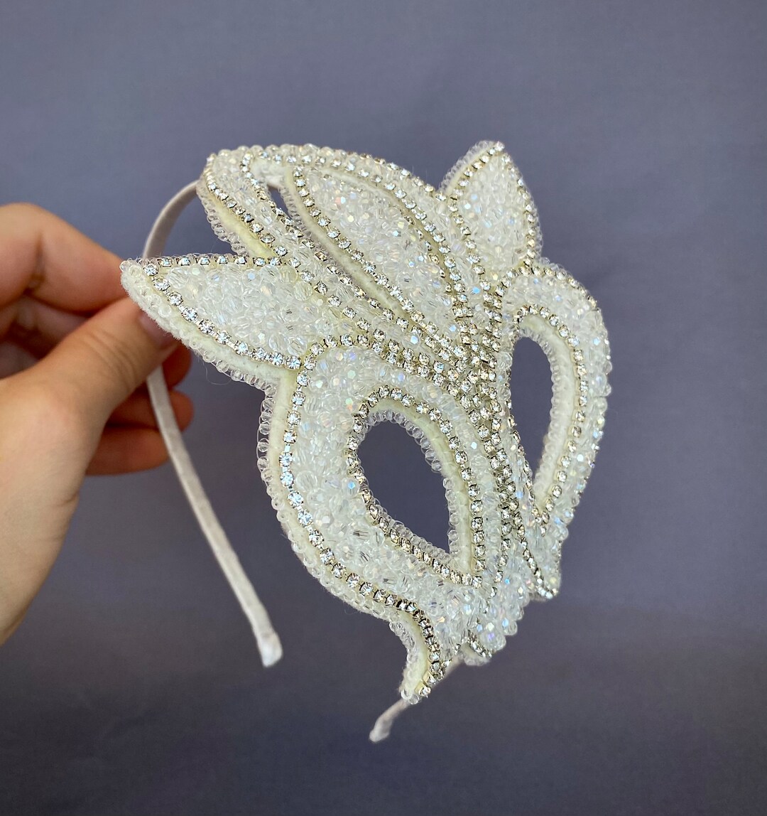 Ivory Beaded Flower Headband Crystal Beaded Rhinestone Etsy