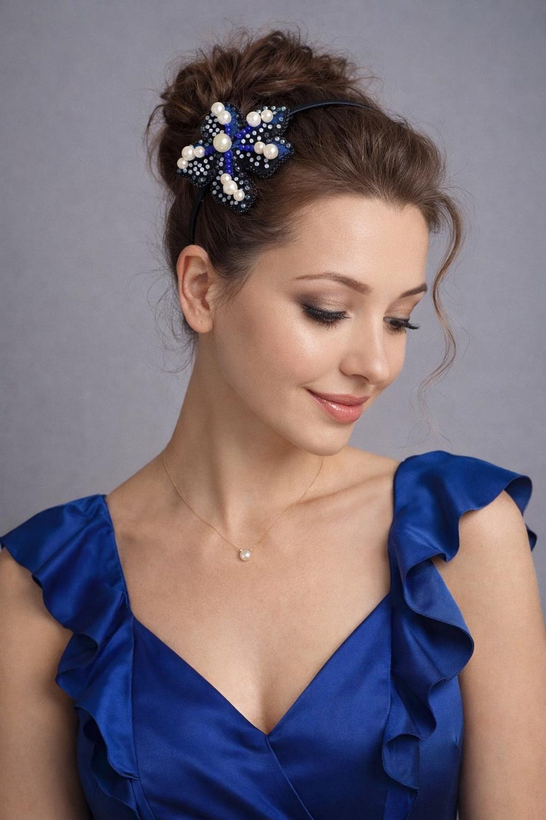 Crystal Flower Headband Pearl Bead Tassel Luxury Rhinestone Elegant Floral Amazon.com : Florate White Crystal Flower Headband for Women  main image 4