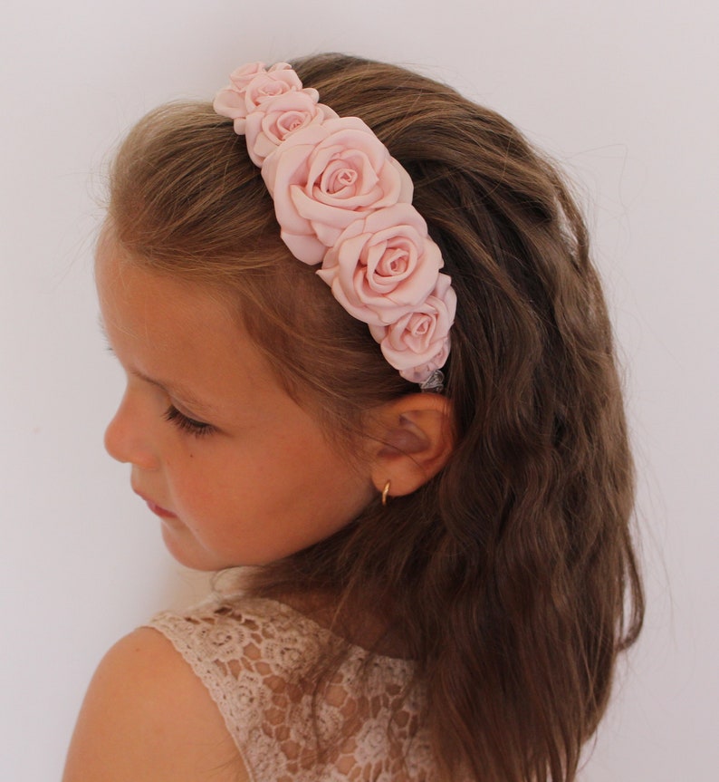 White Rosette Children Kids Wedding Flower Girls Bridesmaids Headband Hair Band