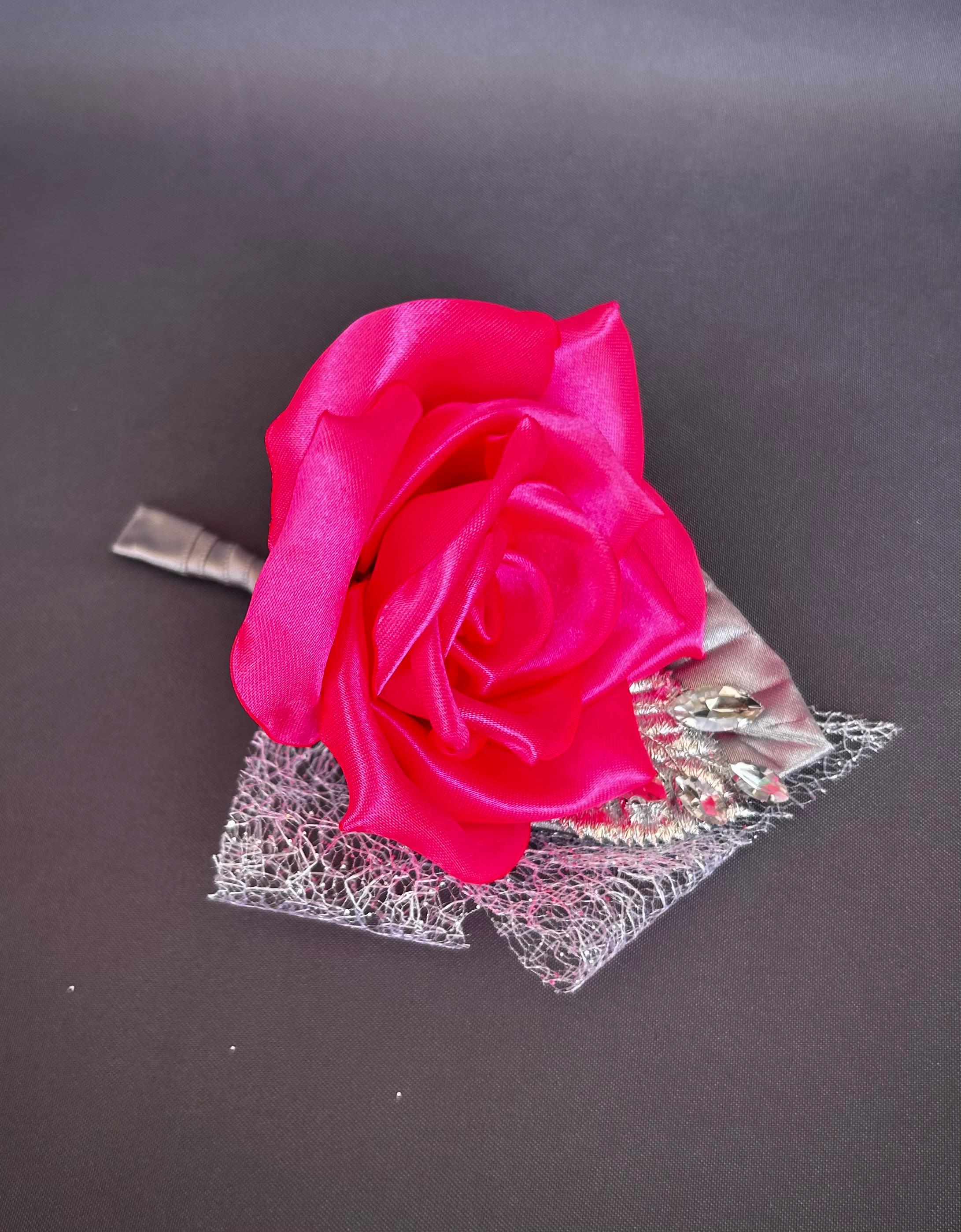 Set di fiori all'occhiello da polso in oro rosa Champagne, fiori all