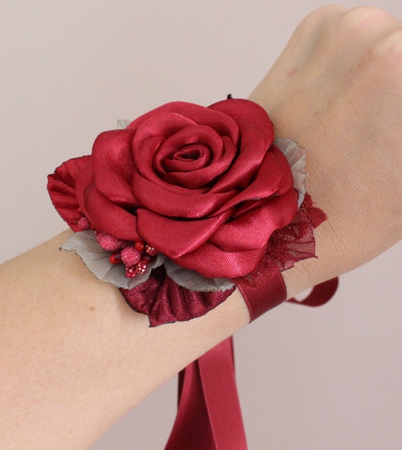 red wrist corsage for prom