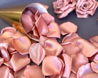 Rose Gold Satin Rose Petals: Wedding, Party Confetti
