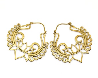Brass Earrings Lotus
