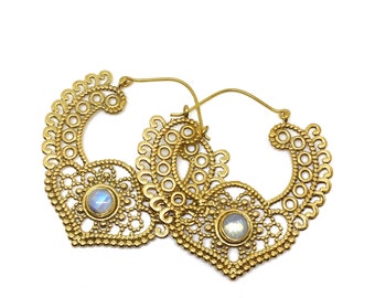 Brass Earrings various gemstones