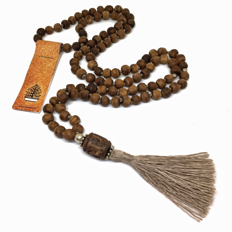 Sadhu Mala 108 Tulasi Tulsi beads with Radhe Guru and tassel